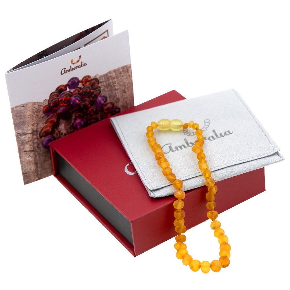 Baby Baltic Amber teething necklace - Raw Lemon-